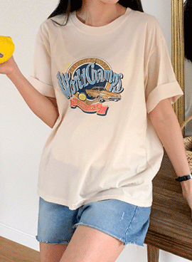 韓国マタニティウェア*グラフィック シルケット 半袖Tシャツ