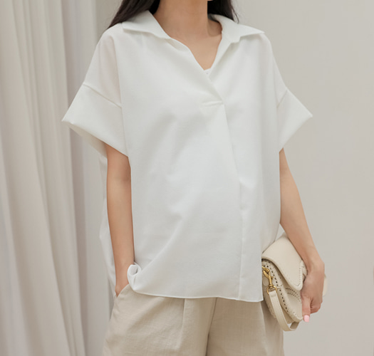 韓国マタニティウェア*シンプル襟シャツ