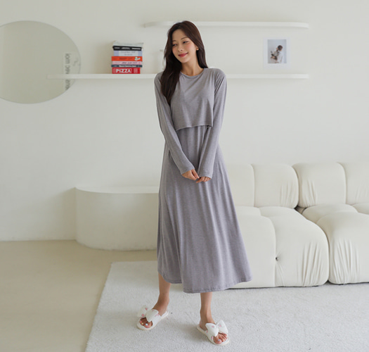 韓国授乳服*シルエットカシュクールセットアップワンピース