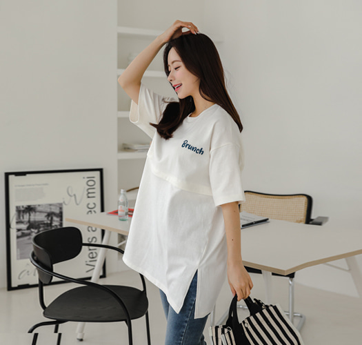 韓国授乳服*ブランチファスナ授乳Tシャツ