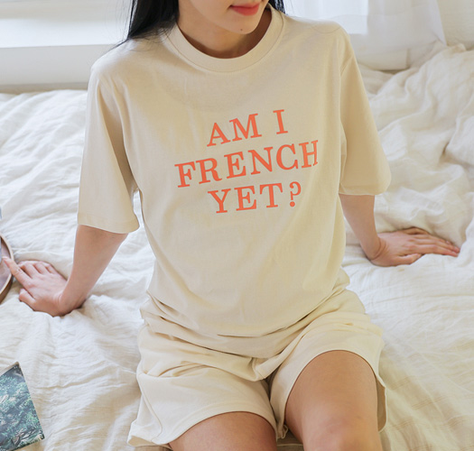 韓国マタニティウェア*フレンチレタチング半袖Tシャツ