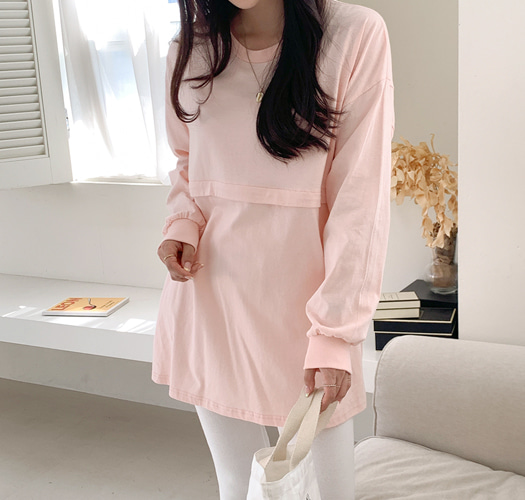 韓国授乳服*ミルクファスナー授乳Tシャツ