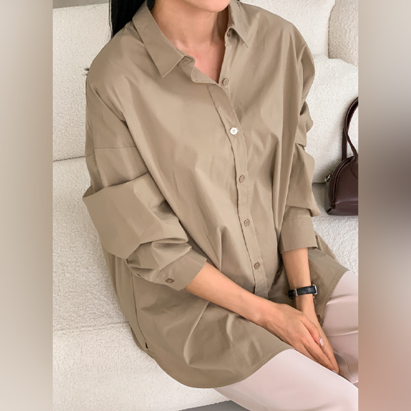 韓国マタニティウェア*バックボタンオーバーサイズシャツ