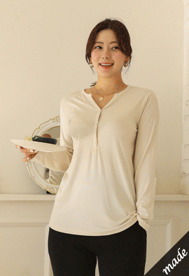 韓国授乳服*シルキーリブスリット授乳Tシャツ