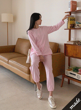 韓国授乳服*1秒授乳ジョガーパンツ上下セット【パジャマ兼用】