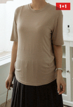 韓国マタニティウェア*しっとりしたラウンド基本Tシャツ【1+1商品】